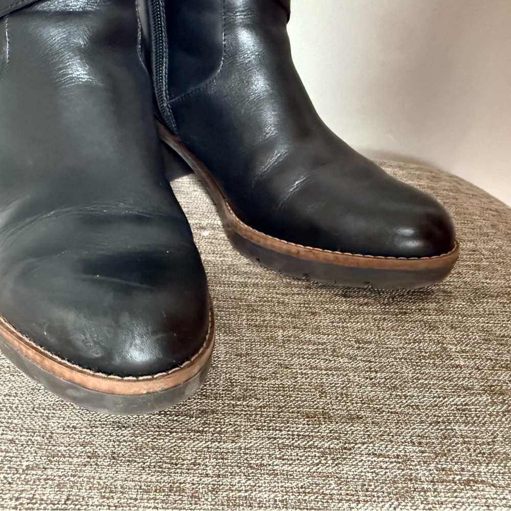 PIKOLINOS Black Leather Mid-Calf Heeled Boots - Picture 2 of 9